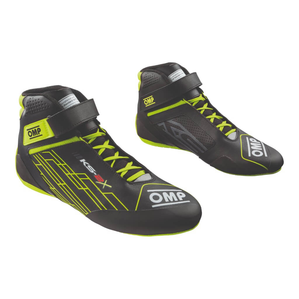 OMP KC0-0839-A01-178-45 Kart Shoes KS-2X, FIA 8877-2022, Black/Fluo Yellow, Size 45 Photo-0 