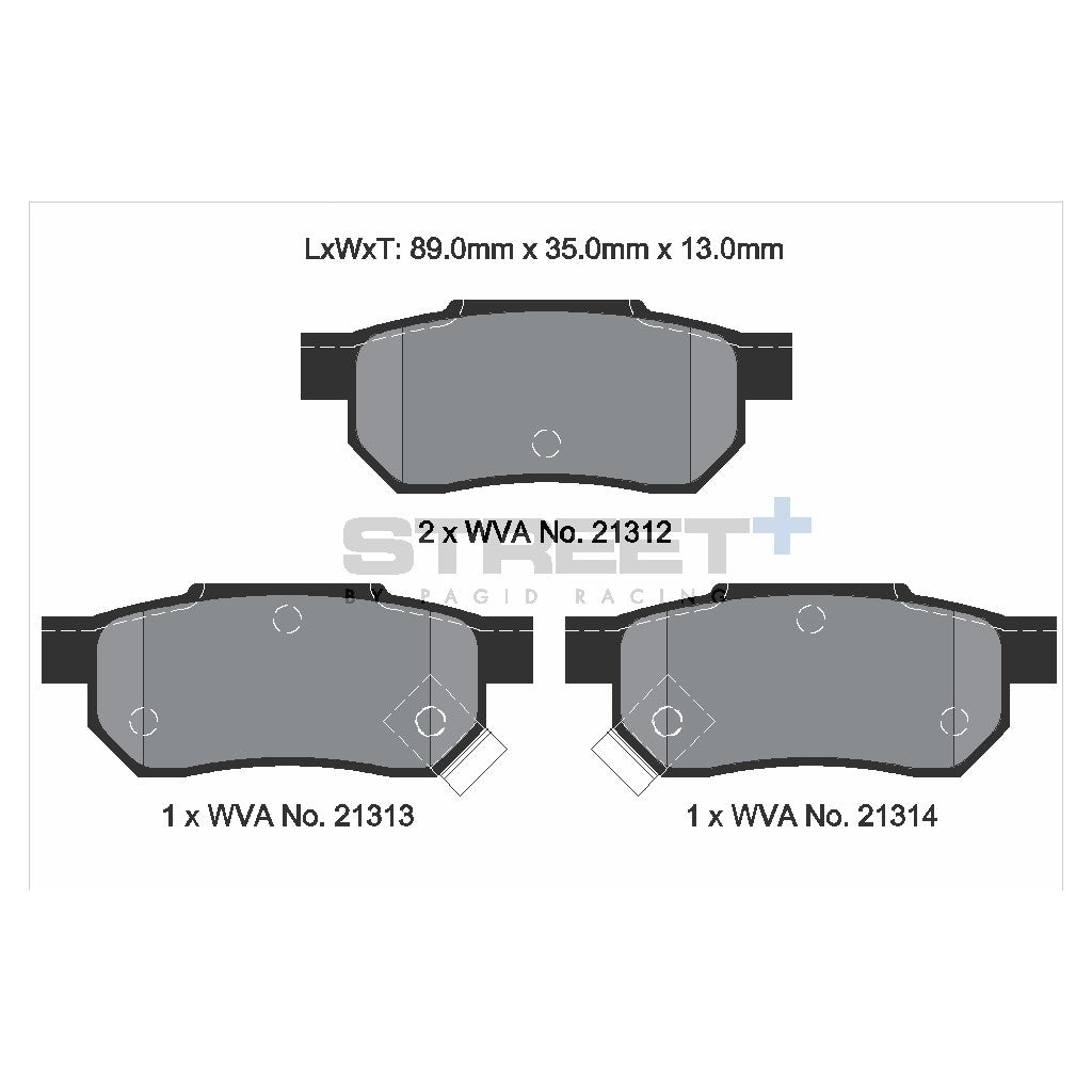 PAGID T8004SP2001 Rear brake pads STREET+ for Honda ACCORD III / CIVIC IV, VI / CRX Photo-1 