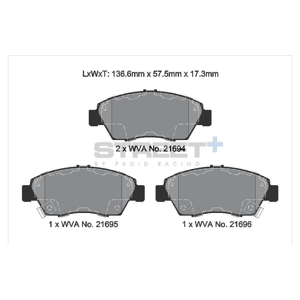 PAGID T8006SP2001 Front Brake Pads STREET+ for HONDA Civic (FB/FD/FA) / ACURA RSX Coupe (DC) Photo-1 