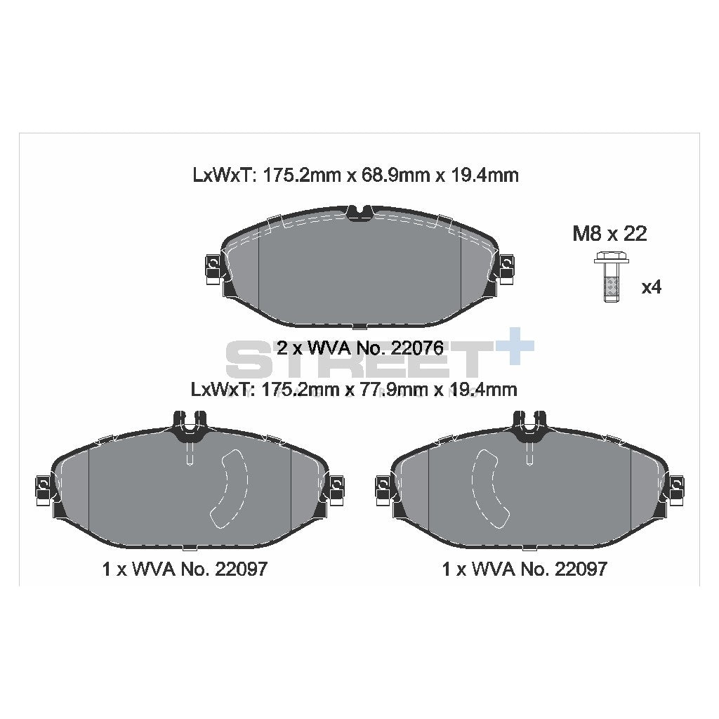 PAGID T8010SP2001 Front brake pads STREET+ for MERCEDES-BENZ C-Class (W205) / E-Class (W213) Photo-1 