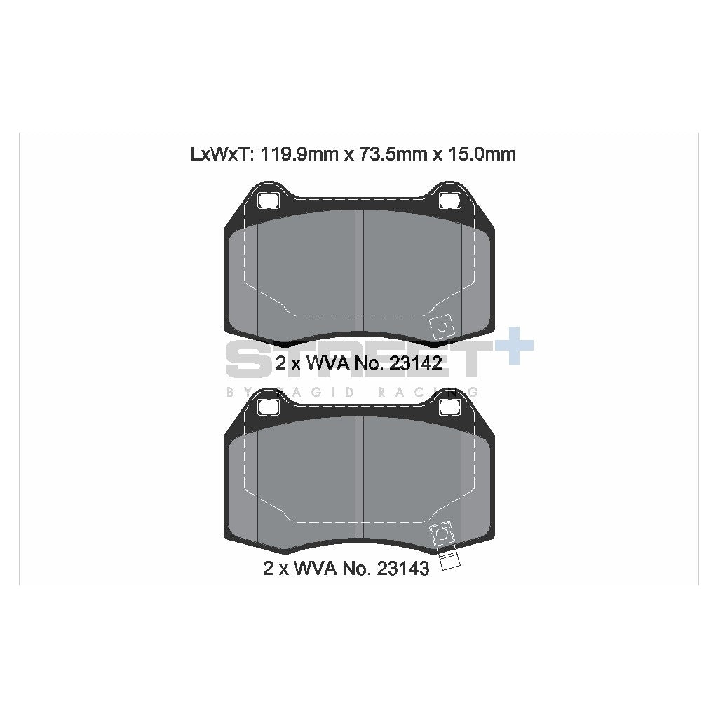 PAGID T8019SP2001 Front brake pads STREET+ for HONDA Integra Coupe (DC5) NISSAN Skyline Coupe (R32) / 350Z (Z33) Photo-1 