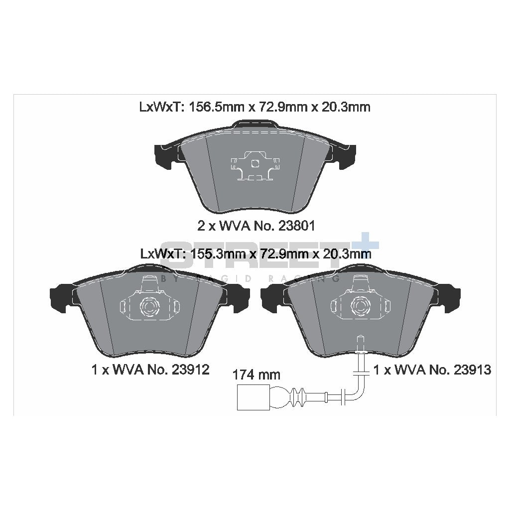 PAGID T8046SP2001 Front brake pads STREET+ for AUDI A3 (8Px) / SEAT LEON (1P1) / SKODA SUPERB II / VW PASSAT CC B6 Photo-1 