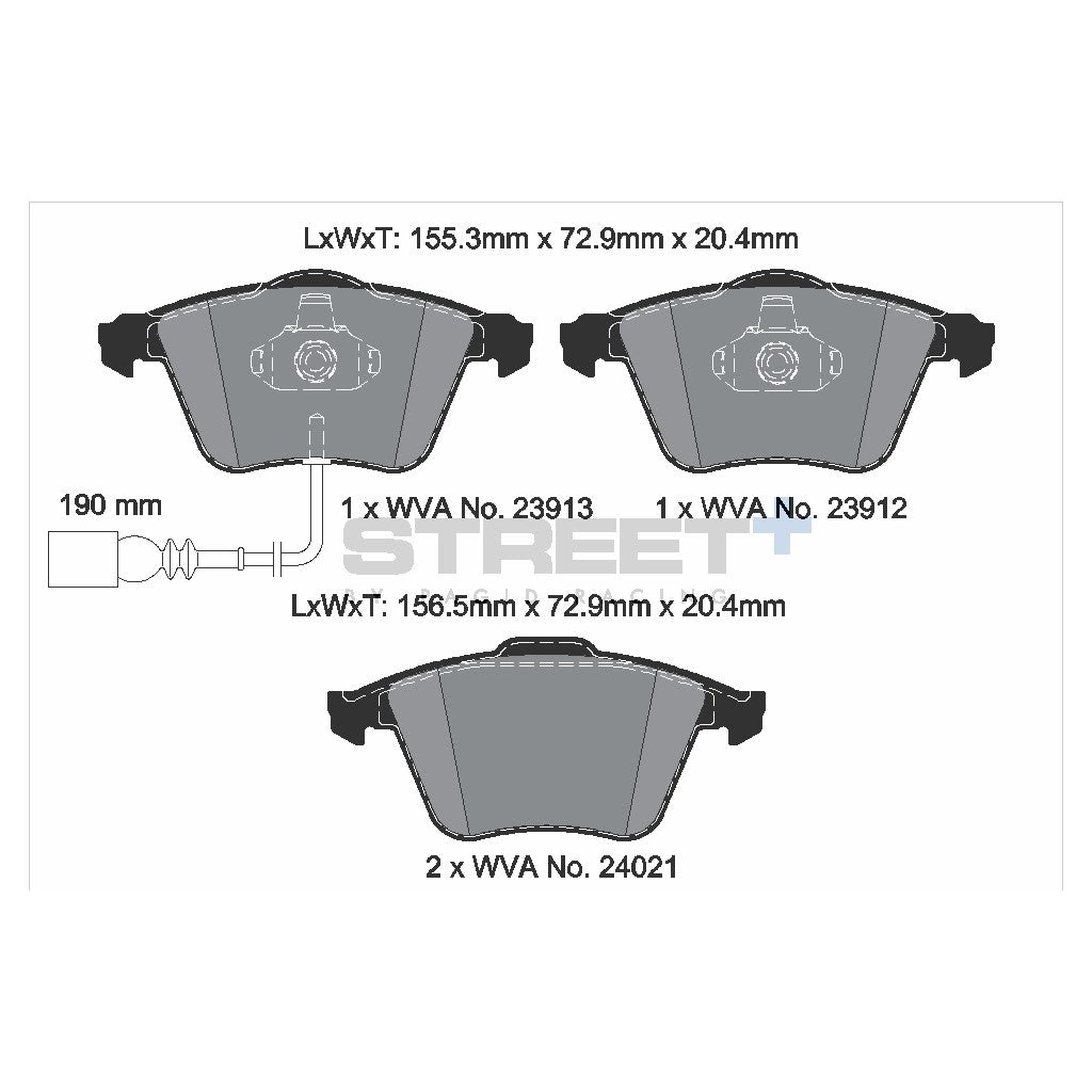 PAGID T8048SP2001 Front Brake Pads for STREET+ for AUDI A3 (8Px) / AUDI TT (8Jx) / VW GOLF VI Photo-1 