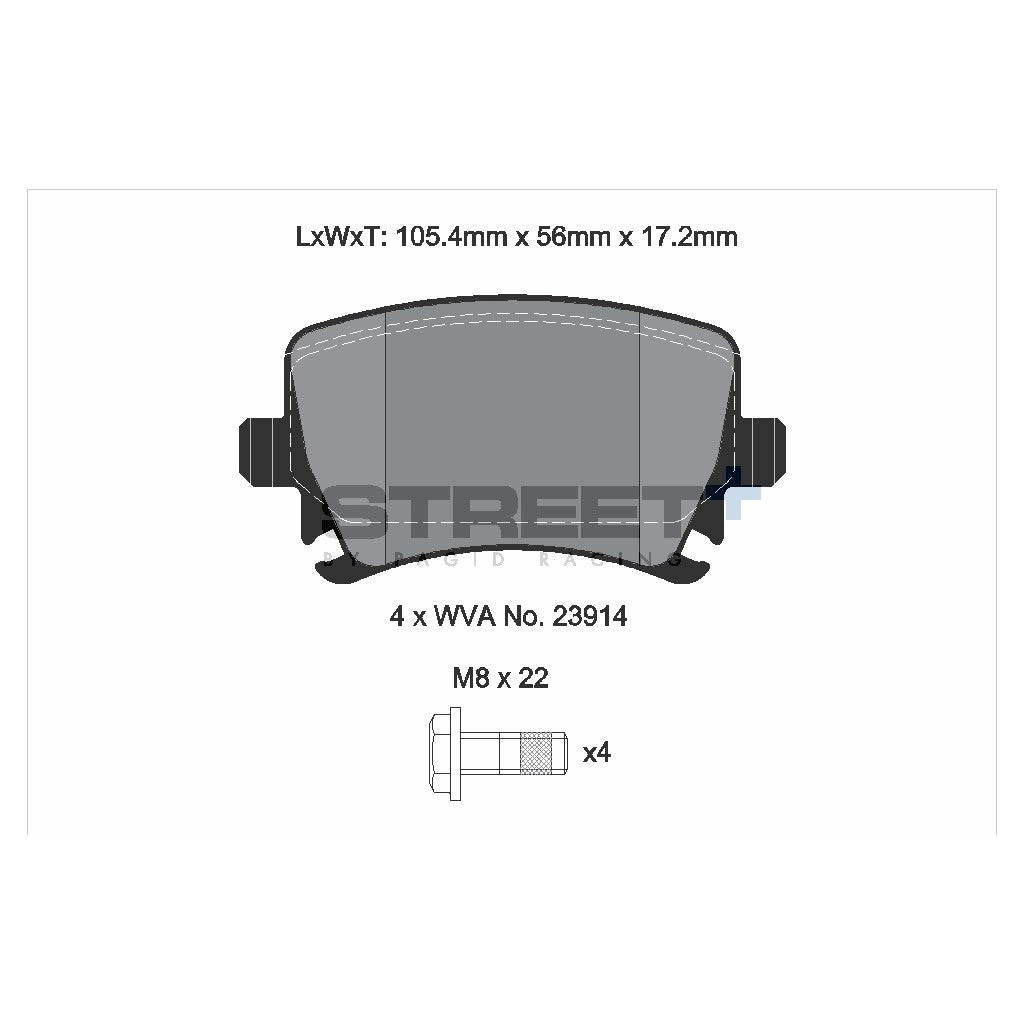 PAGID T8049SP2001 Rear brake pads STREET+ for AUDI A3 (8Px)/ VW GOLF V-VI / SKODA OCTAVIA II-III Photo-1 