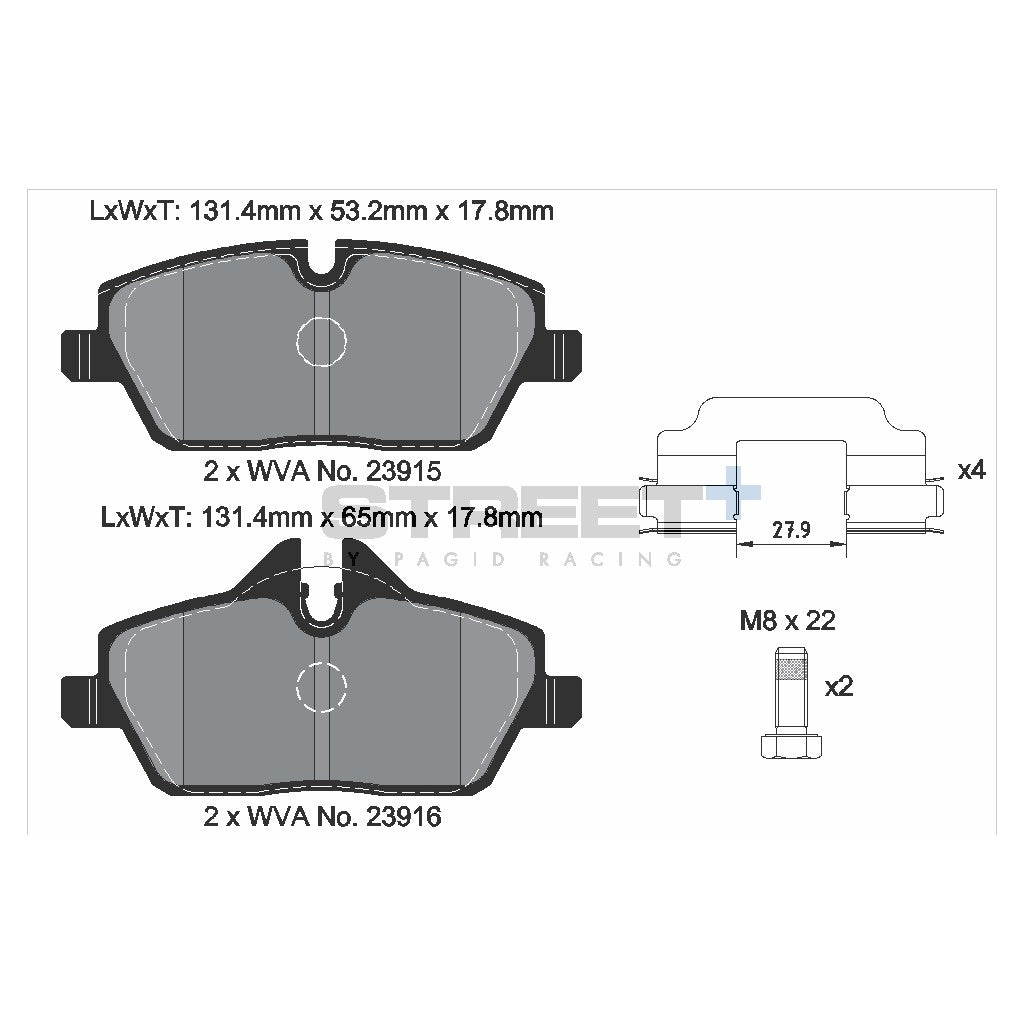 PAGID T8050SP2001 Front Brake Pads for STREET+ for BMW 1 (E8x) / MINI (F5x, R5x) Photo-1 