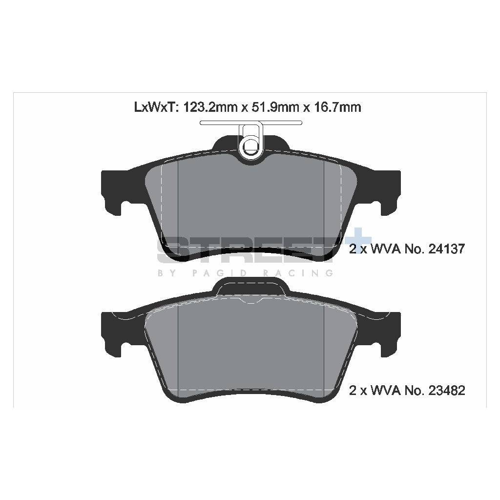 PAGID T8057SP2001 Rear Brake Pads for STREET+ for JAGUAR XJ / FORD FOCUS II-III / VOLVO S40 Photo-1 