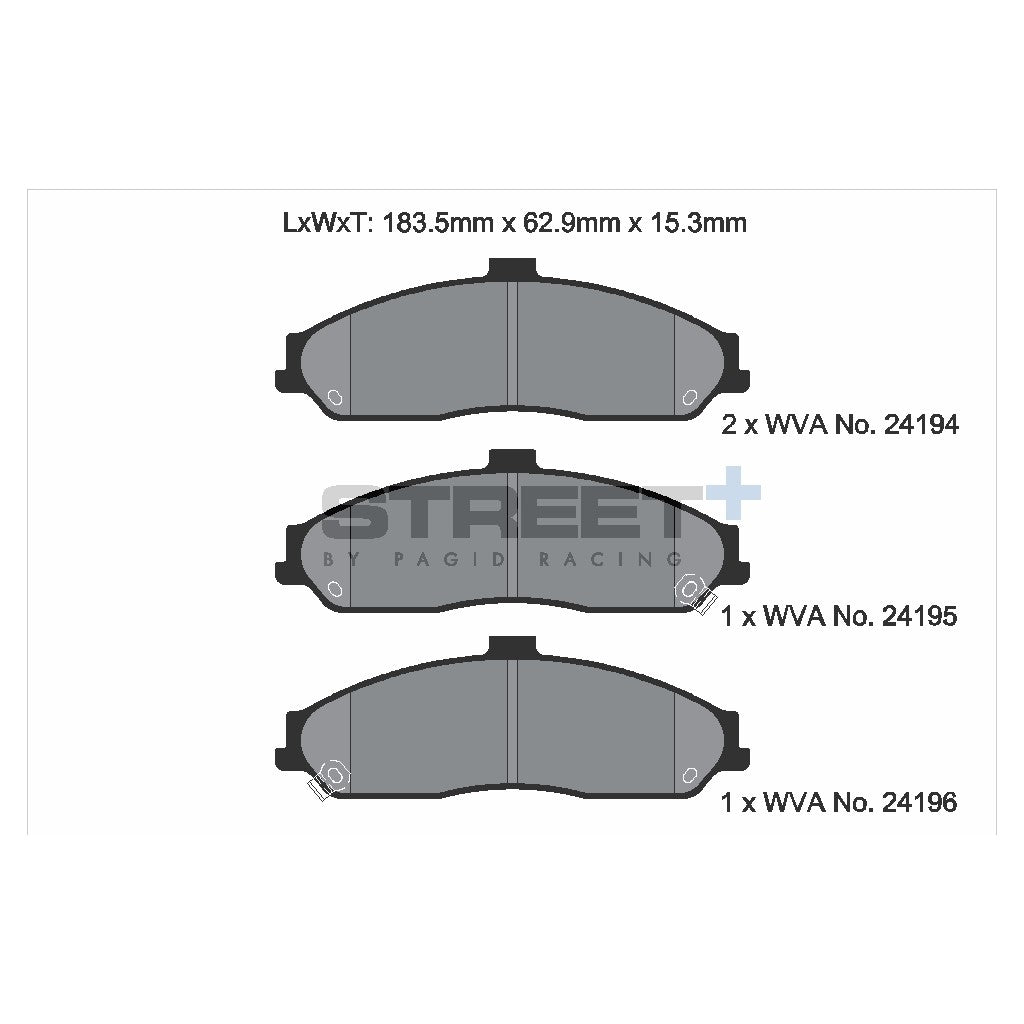 PAGID T8062SP2001 Front brake pads STREET+ for CADILLAC XLR / CHEVROLET Corvette (C6) Photo-1 