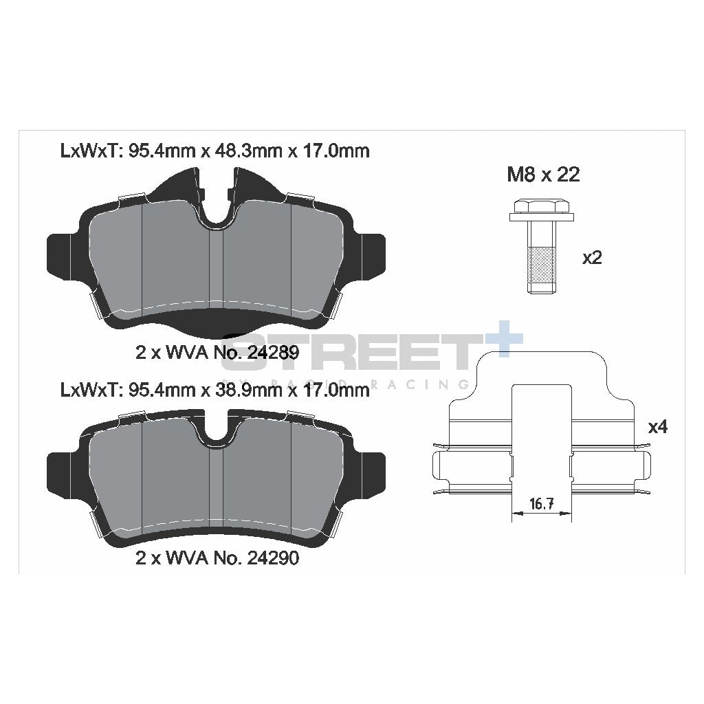 PAGID T8066SP2001 Rear Brake Pads for STREET+ for MINI (R55-R59) Photo-1 