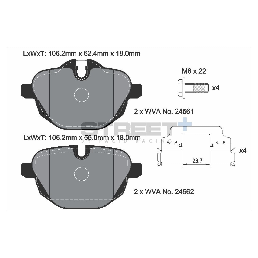 PAGID T8079SP2001 Rear brake pads STREET+ for BMW 5 (G30, F90) / 7 (G11, G12) / X4 (G02, F98) Photo-1 