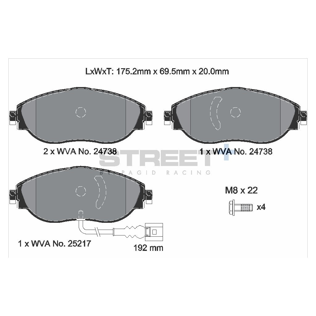 PAGID T8092SP2001 Front brake pads STREET+ for AUDI Q3 (G2B) / VW Golf VII / VW T-ROC Photo-1 