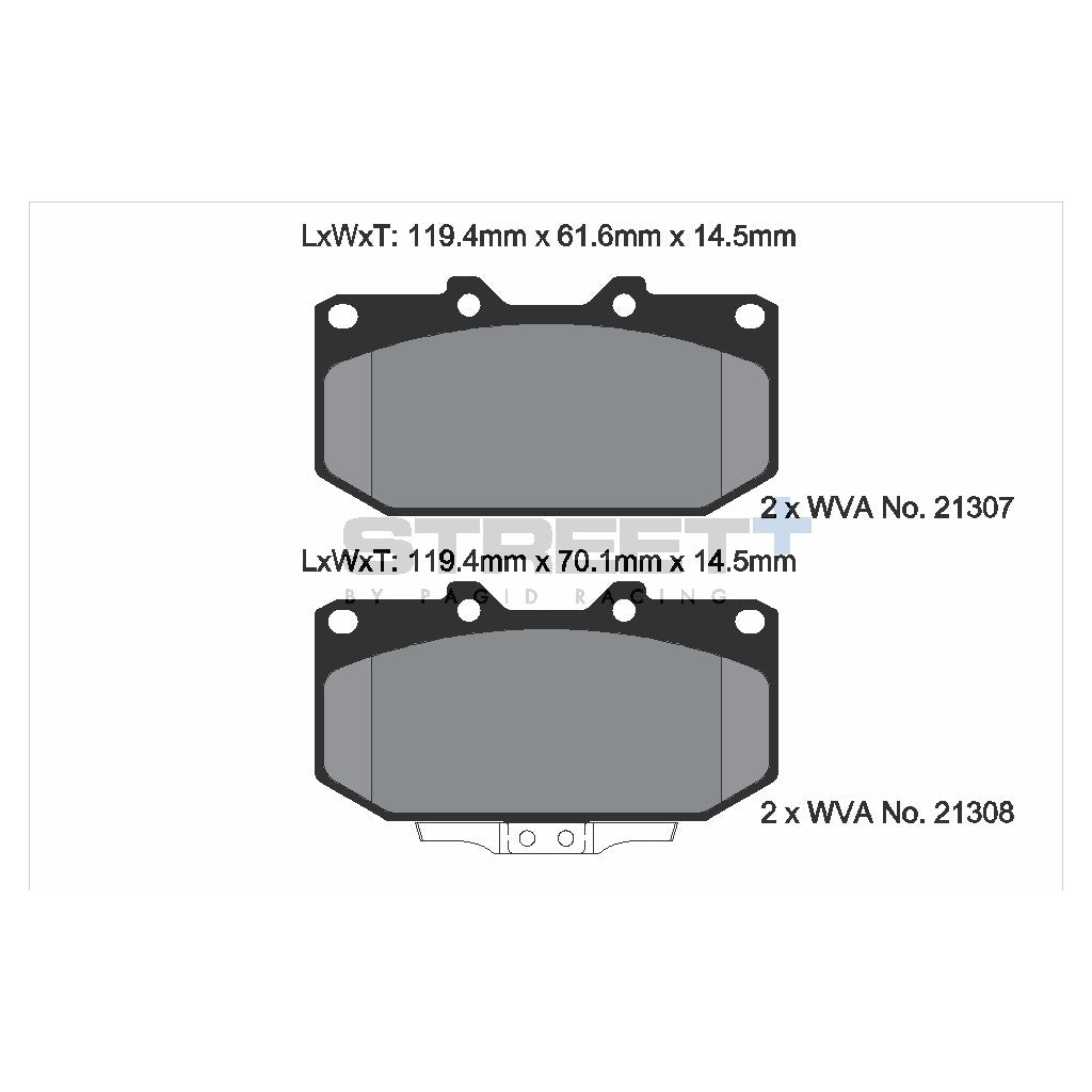 PAGID T8154SP2001 Front brake pads STREET+ for SUBARU Impreza (GD, GG) / NISSAN Silvia(S15)/300ZX (Z32) Photo-1 