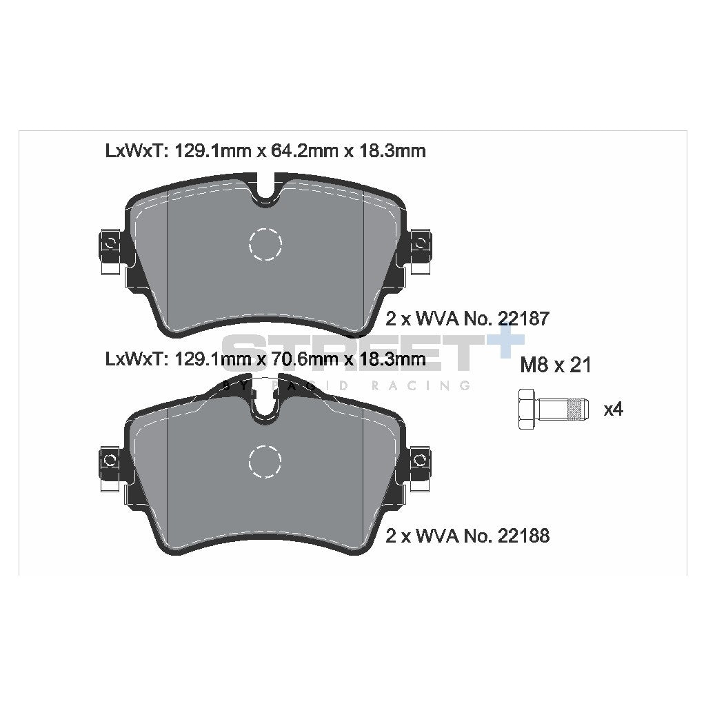 PAGID T8161SP2001 Front brake pads STREET+ for BMW 1 (F52)/X2 (F39) / MINI (F5x) Photo-1 