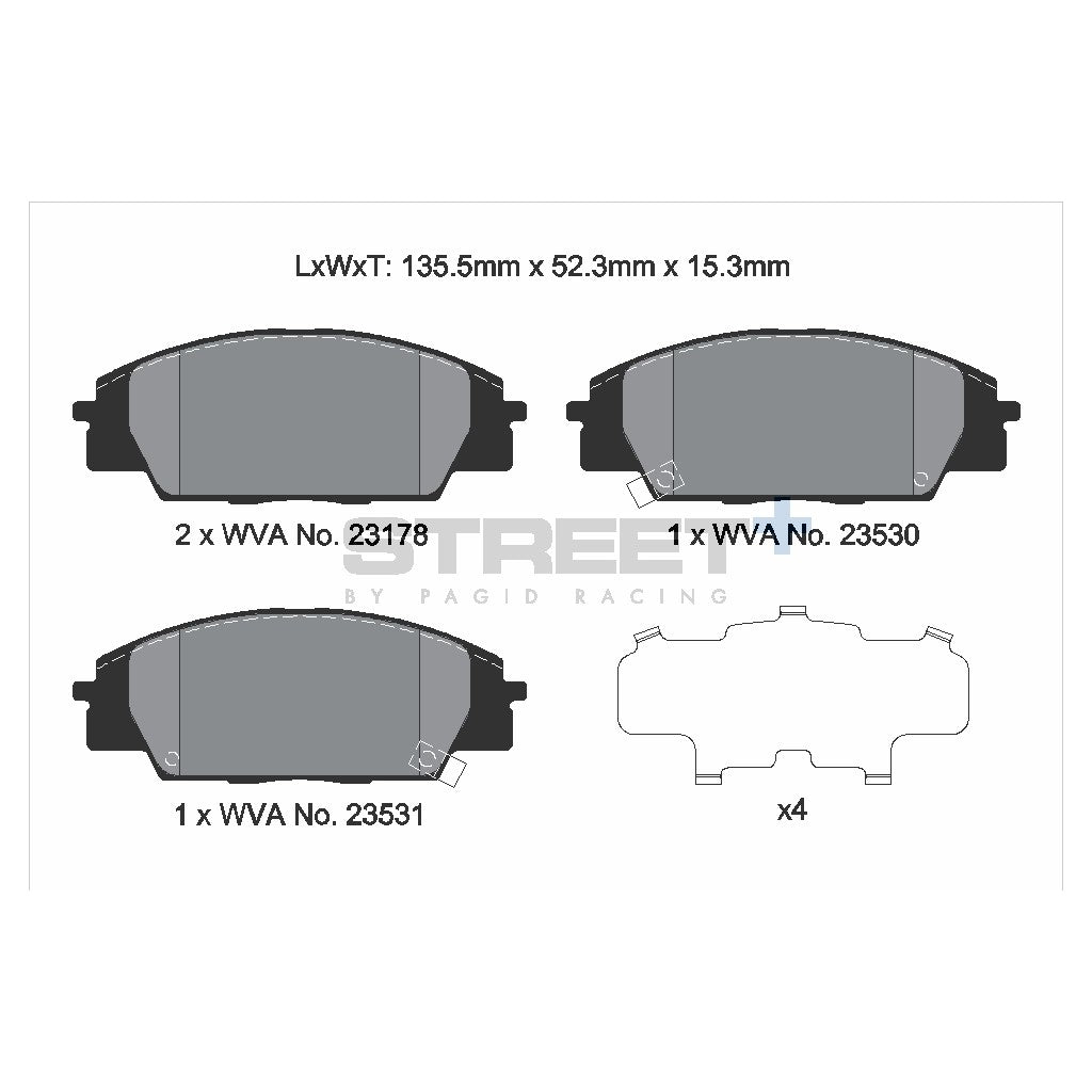 PAGID T8166SP2001 Front Brake Pads STREET+ for HONDA S2000 (AP) / Civic VIII Hatchback (FN, FK) Photo-1 