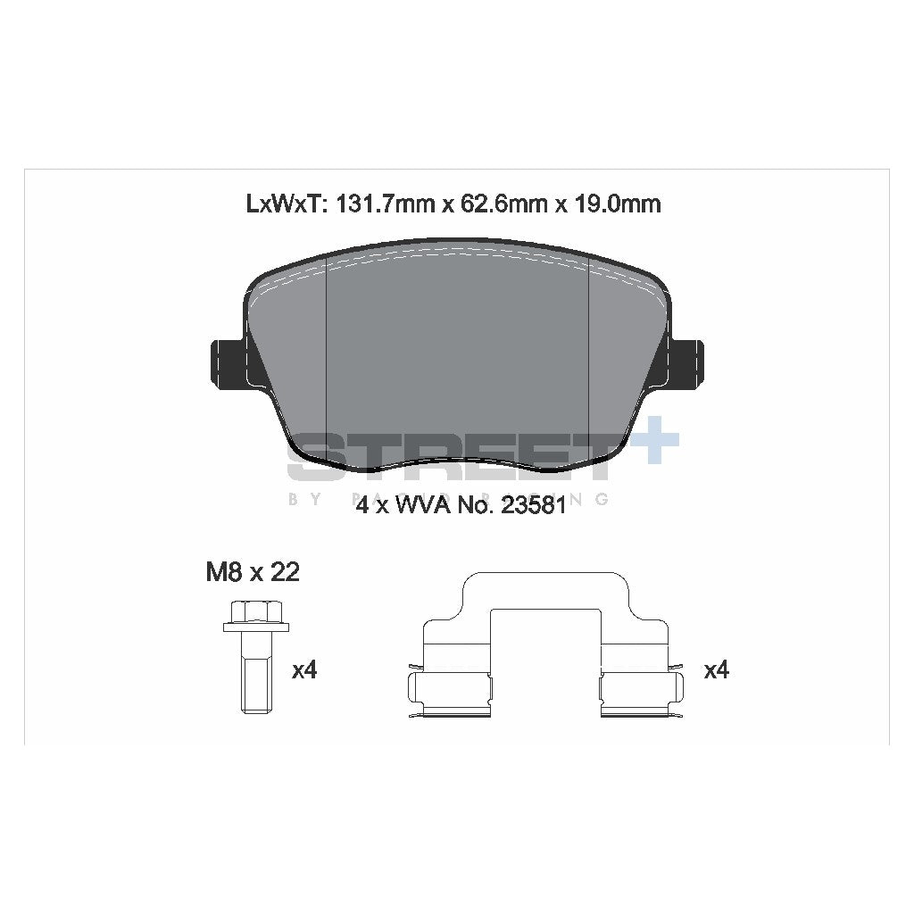 PAGID T8177SP2001 Front Brake Pads for STREET+ for SEAT Ibiza (6J1 / 6P5) / VW Polo (9A4/9A2/9N2/9A6) Photo-1 