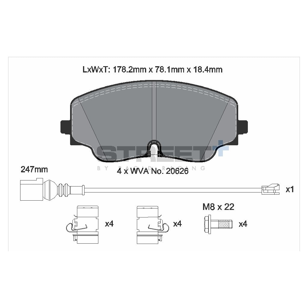 PAGID T8218SP2001 Front Brake Pads for AUDI A3 Sportback (8YA) 2020- / VW GOLF (Mk8) (STREET+) Photo-1 