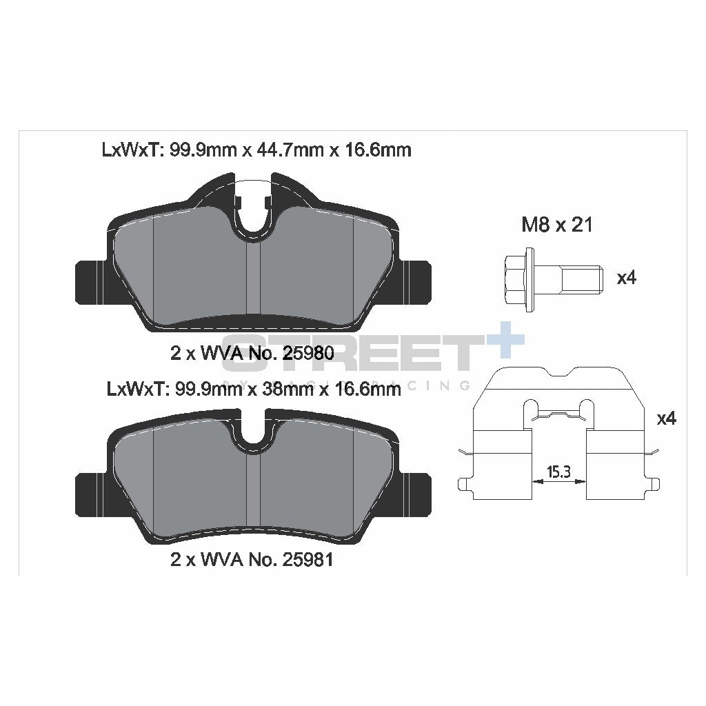 PAGID T8305SP2001 Rear Brake Pads STREET+ for MINI Cooper (R56/R57) Photo-1 