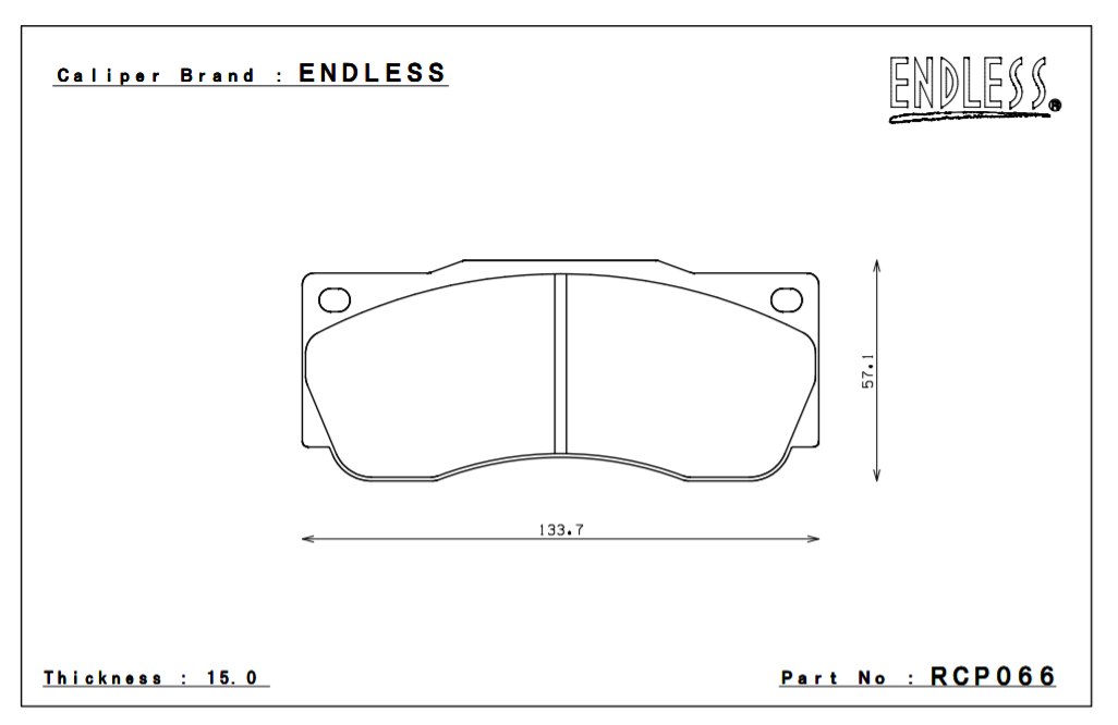 ENDLESS RCP066MX72 Brake pads 15mm 4-Piston caliper EC440 Photo-0 