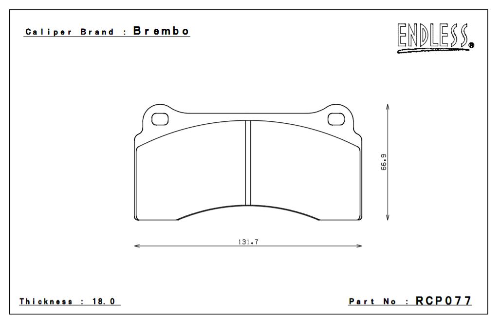 ENDLESS RCP077ME20 Rear brake pads 18mm FERRARI F40/50 BMW Comp Brembo caliper Photo-0 