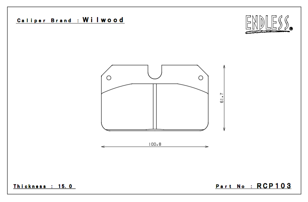 ENDLESS RCP103MA45B Brake pads 15mm 4-Piston Wilwood caliper Photo-0 