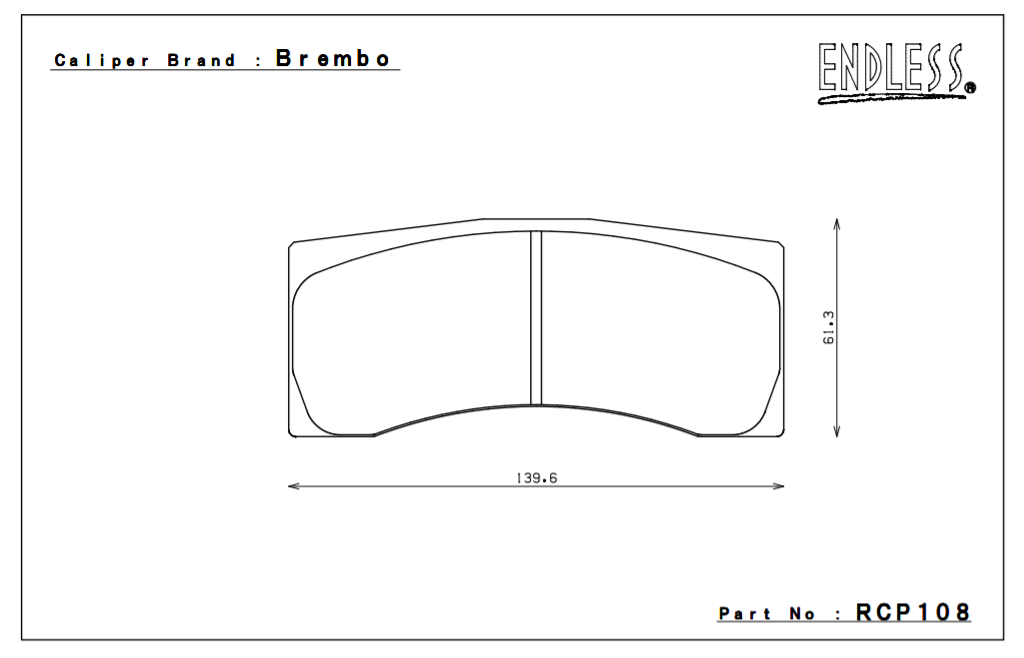 ENDLESS RCP108MA45B Front brake pads 16mm 4-Piston Brembo caliper XA5.T0.01/04, XA9.Y6.53/54 MITSUBISHIv Evo Gr.N VO Photo-0 