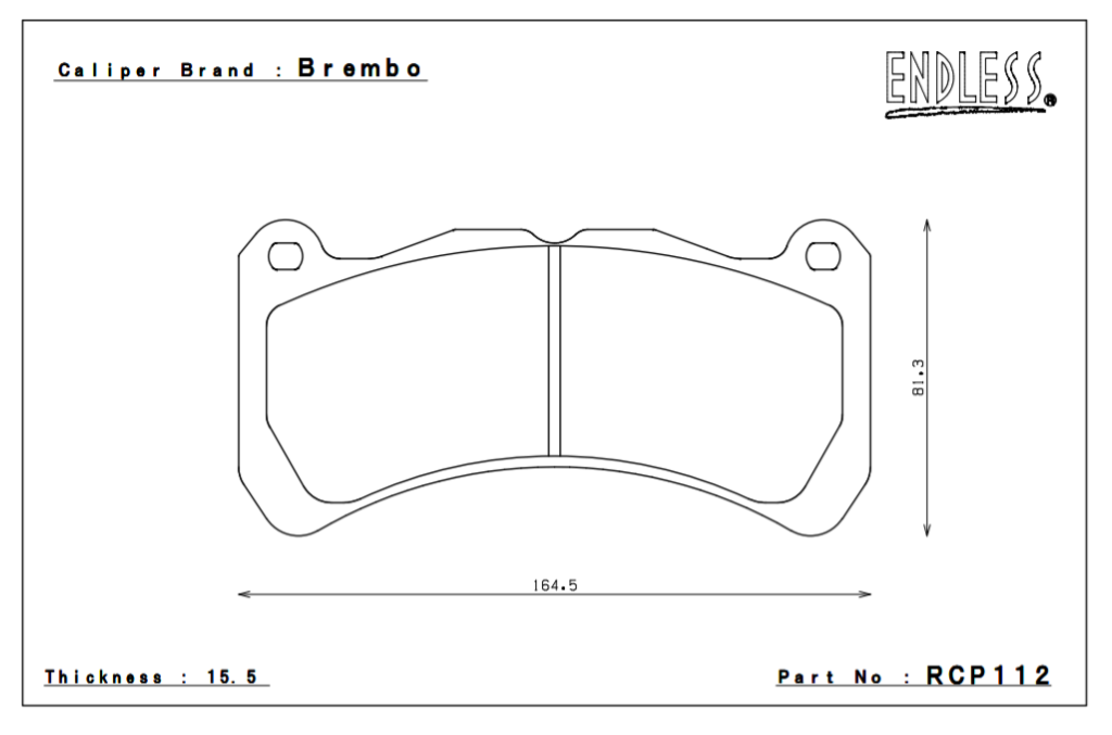 ENDLESS RCP112CCRg Front brake pads SUBARU WRX STI 2018 +/RA-R (Brembo 6-pot) Photo-0 