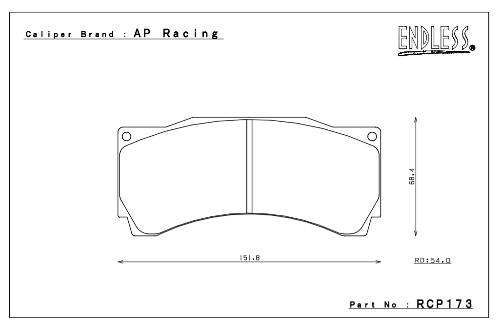 ENDLESS RCP173ME20 Brake pads 6-Piston AP Racing caliper CP3558/4284/5555/9660 RD54 Photo-0 