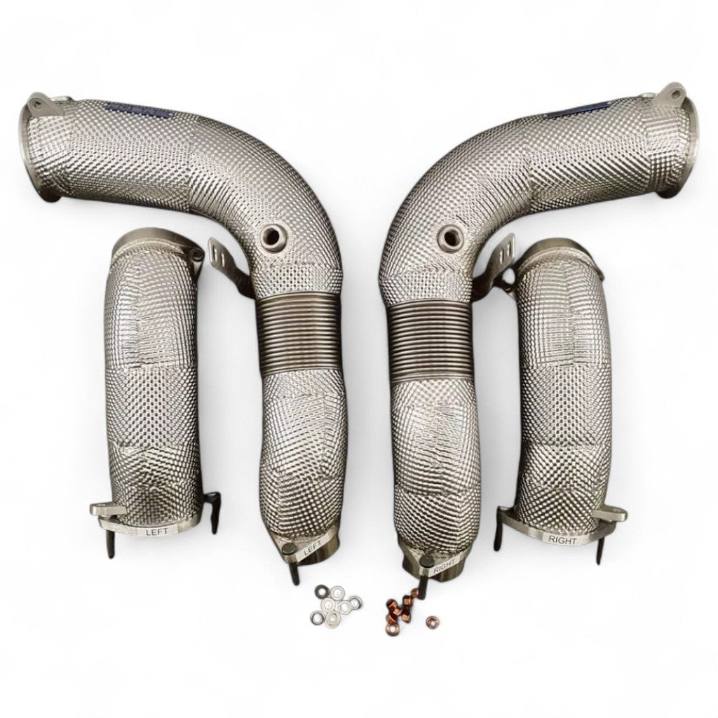 RED STAR EXHAUST RS.G90M5.DP Catless Downpipes Full Kit Heat Shielded for BMW M5 (G90 / G99) Photo-0 