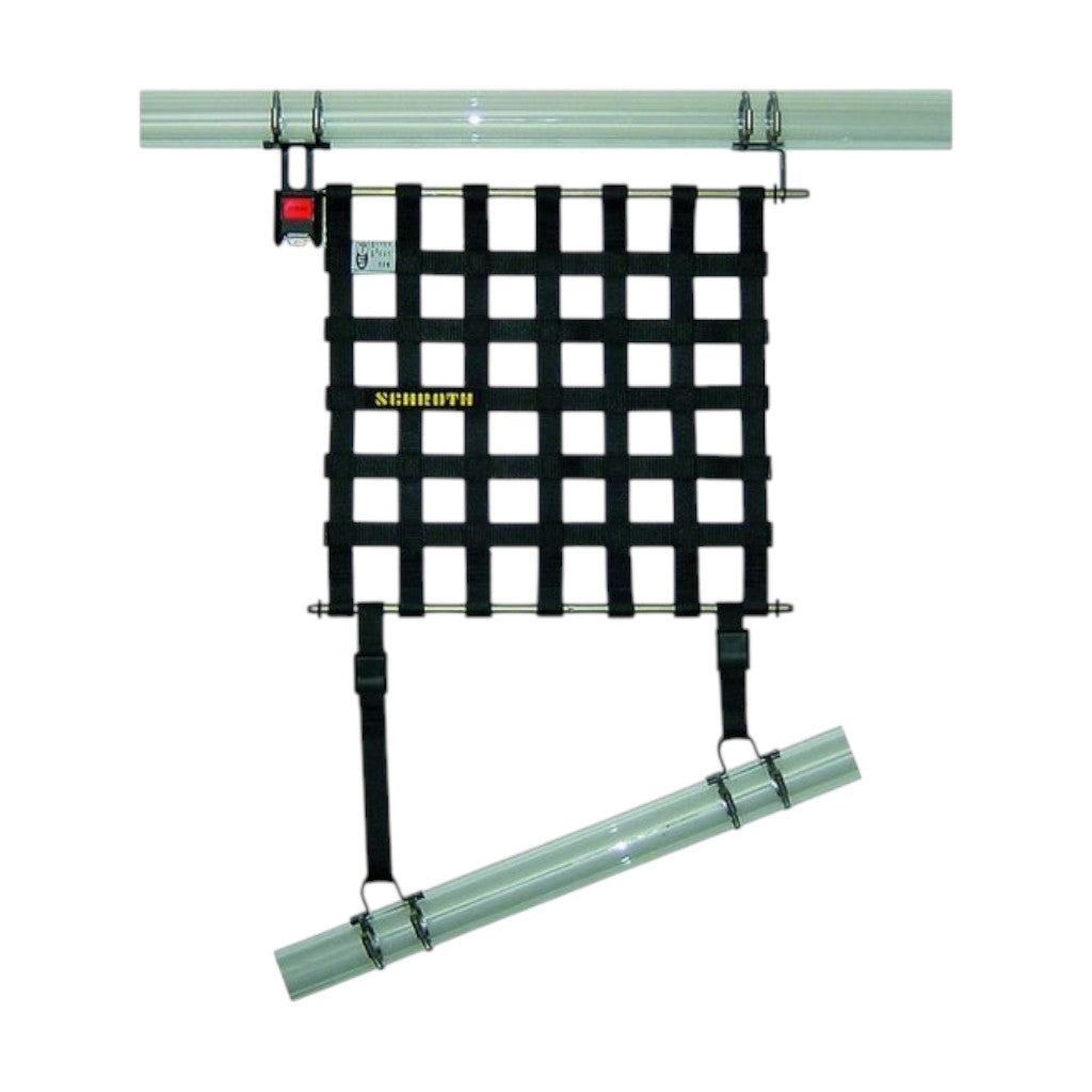 SCHROTH 09043-0 Left Window Net with Hardware 400 x 405mm SFI/FIA, Black Photo-0 