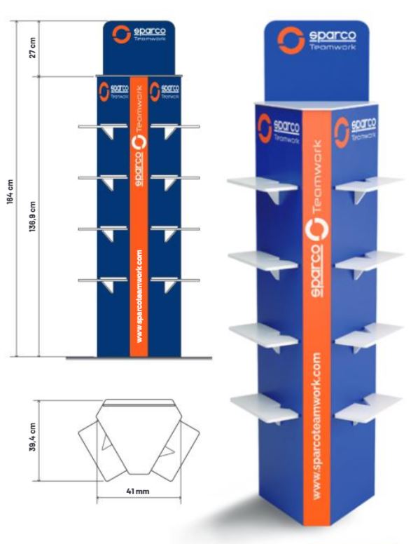 SPARCO 0750009 TOTEM Self-stand display, 8 shoe TEAMWORK models Photo-0 