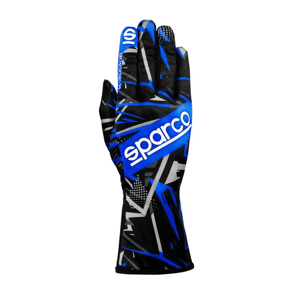 SPARCO BKG0001B0K16007 Karting Gloves K-Rookie, Black / Electric Blue, Size 7 Photo-0 