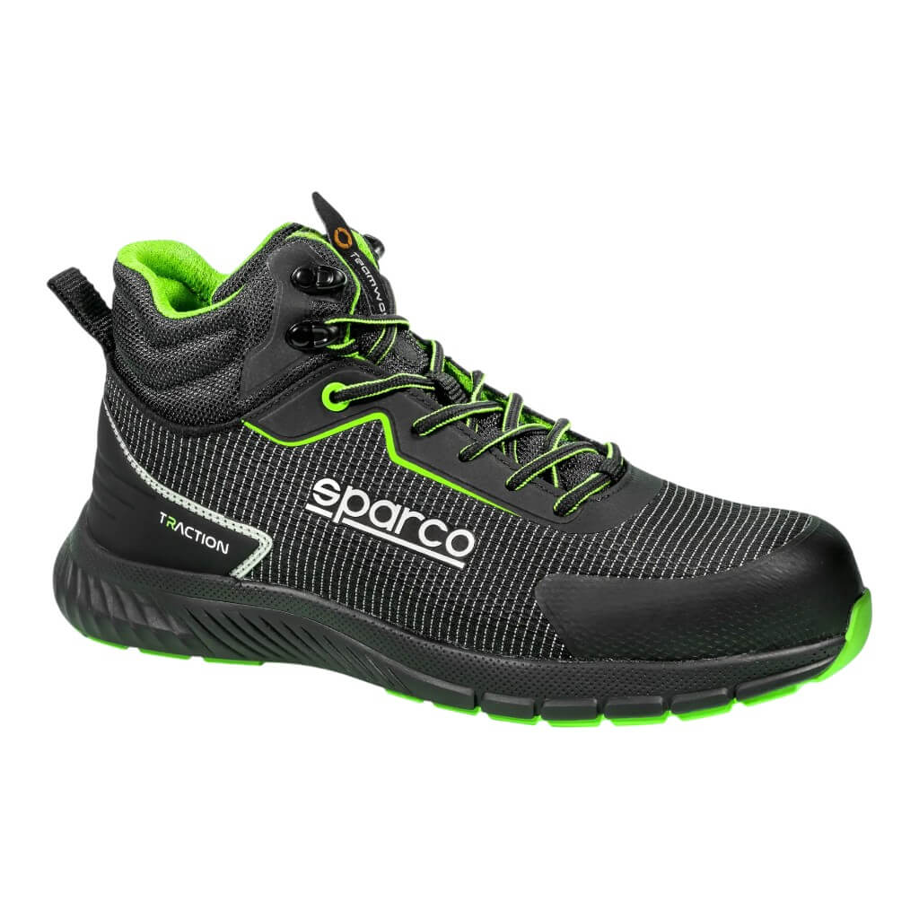SPARCO BTB0029B0K15037 Mechanics Shoes Traction-H Naoki S3S, Black/Fluo Green, Size 37 Photo-0 