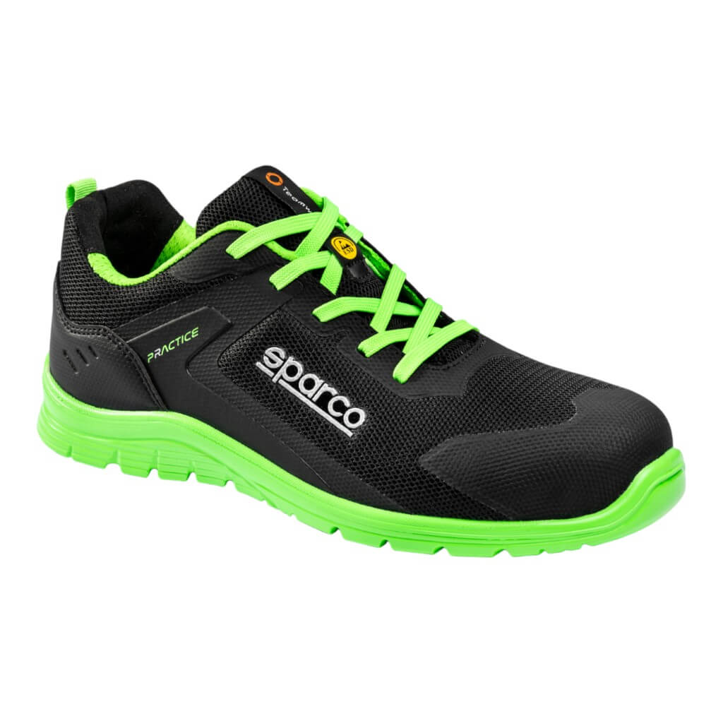 SPARCO BTB0047B0K15043 Mechanics Shoes Practice Rinus S1PS, Black/Fluo Green, Size 43 Photo-0 