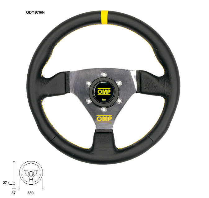 OMP OD0-1976-071 (OD/1976/N) Steering wheel TRECENTO, leather, black, diam.300mm, reach 0mm Photo-0 