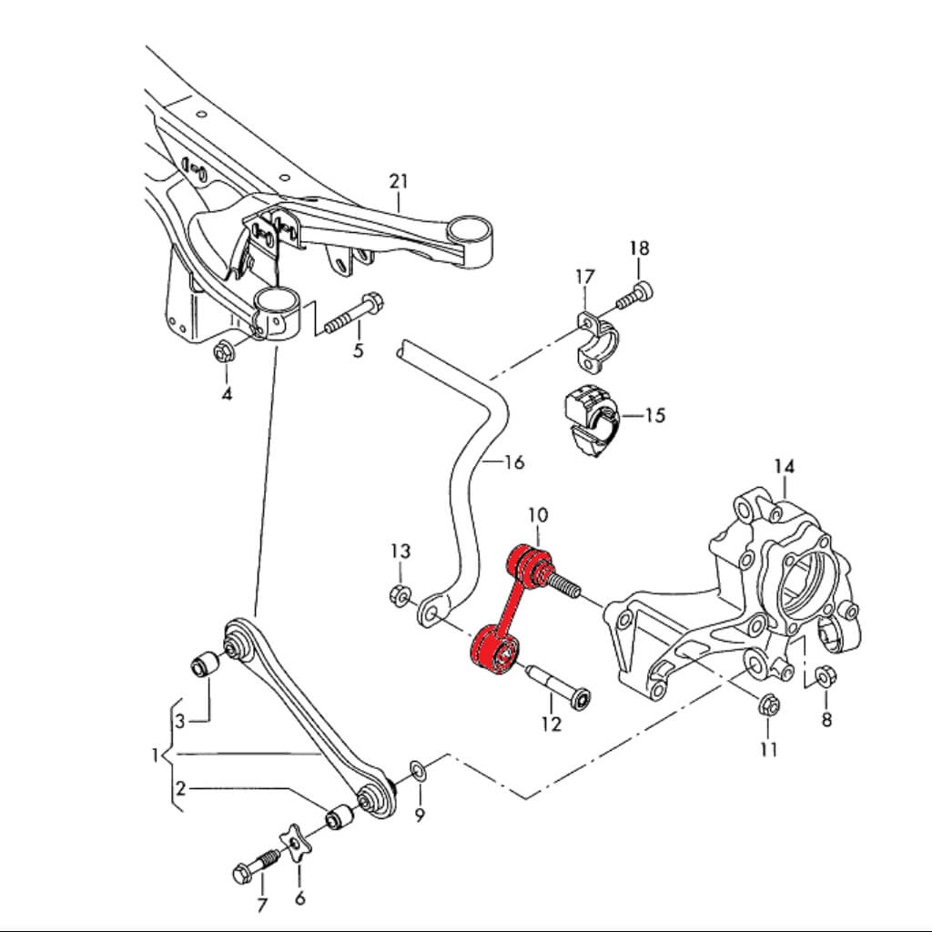 VERKLINE ELA-053 Rear Sway Bar Adjustable End Links Kit for AUDI RS3 / S3 (8Y) / VW Golf GTI / R (Mk7 / Mk8) Photo-2 