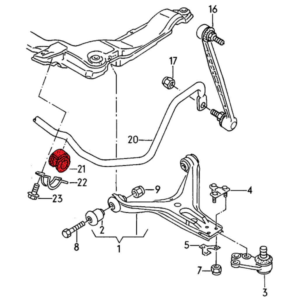 VERKLINE POW-003-75 Front Control Arm Polyurethane Bushings Kit (Street Hardness) for AUDI S4 / S6 (C4) Photo-2 