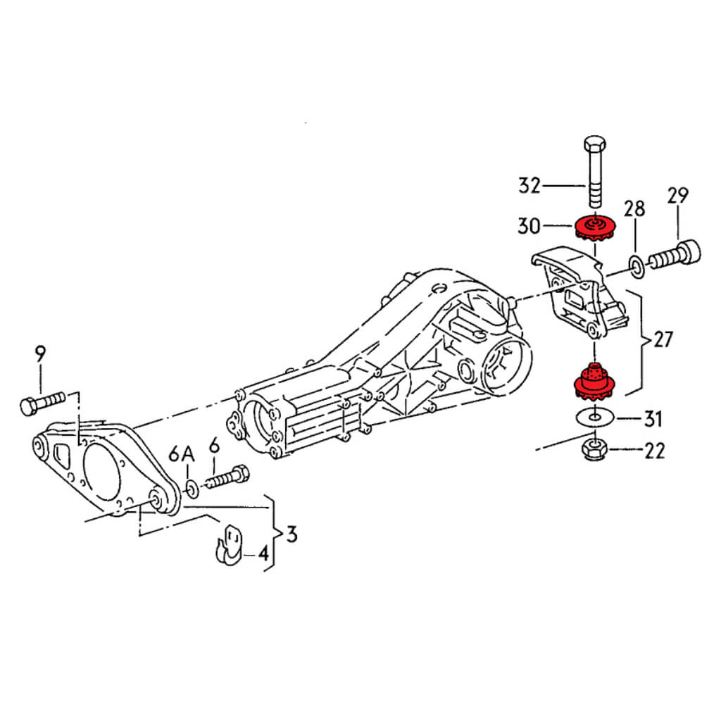 VERKLINE POW-017-85 Rear Diff Mounting Polyurethane Bushings Kit 55mm (Track Hardness) for AUDI S4 / S6 (C4) Photo-3 