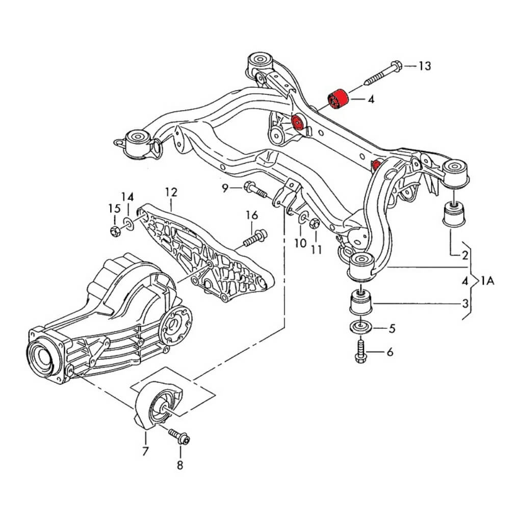 VERKLINE POW-071-75 Rear Diff Rear Mounting Sleeves Kit (2 pcs) for AUDI RS4 (B7) / S4 (B6 / B7) Photo-1 