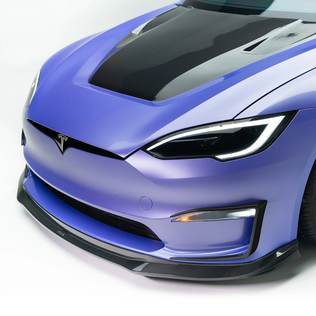 VORSTEINER TEV3020 Front Spoiler VRS (Gloss Carbon) for TESLA Model S Plaid 2021- Photo-1 